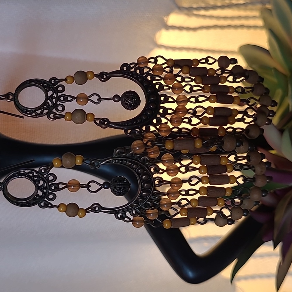 Chandelier Earrings 4" drop beaded